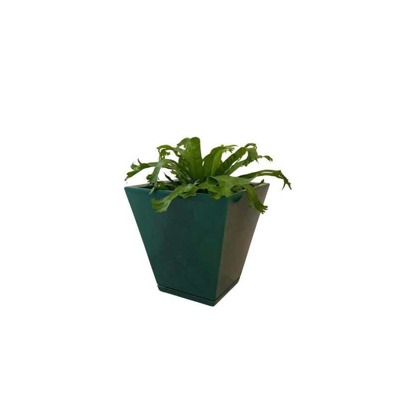 FLORIDIS - MACETERO FLORIDIS VERDE EFECTO MARMOL ZURIQUE 34CM ALTO CON PLATO