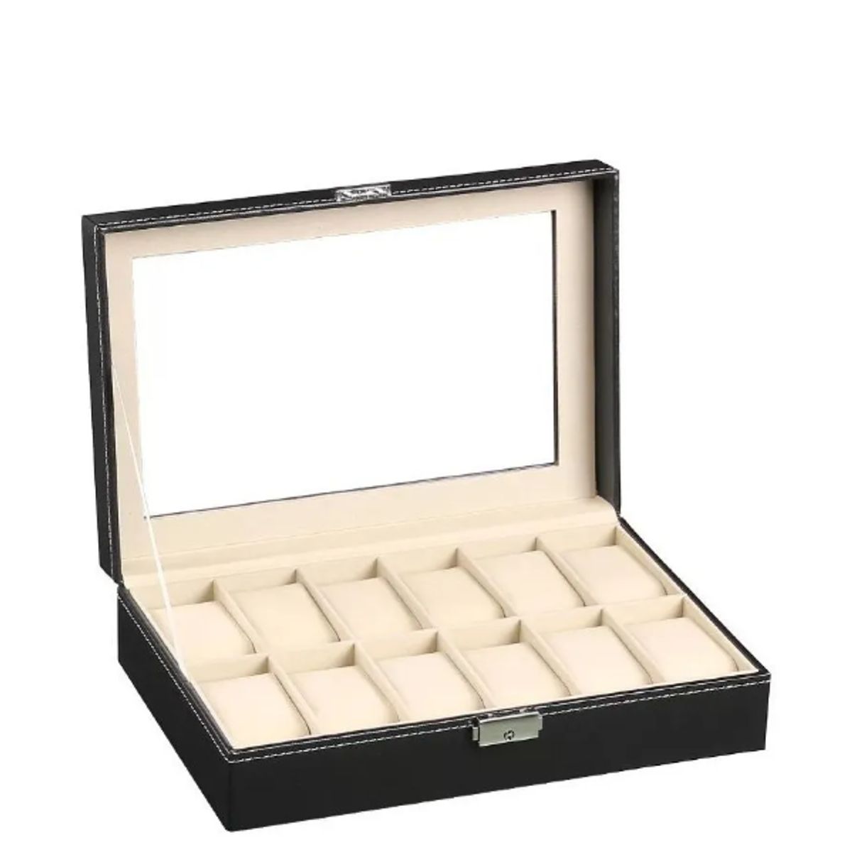 GENERICO - Organizador Estuche Caja 12 Relojes Exhibidor Joyero