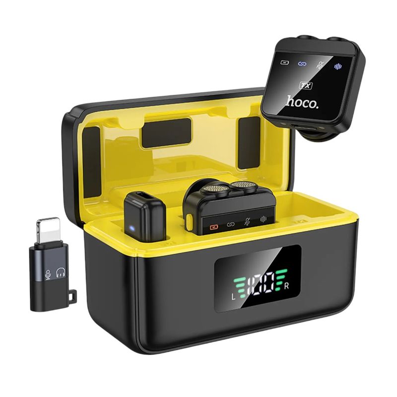 HOCO - Microfono Dual Hoco L17 Lavalier Inalambrico Negro iPTipo C