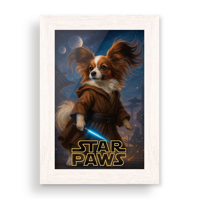 GENERICO - Cuadro 10x15 cm Marco Blanco  Star Paws Jedi