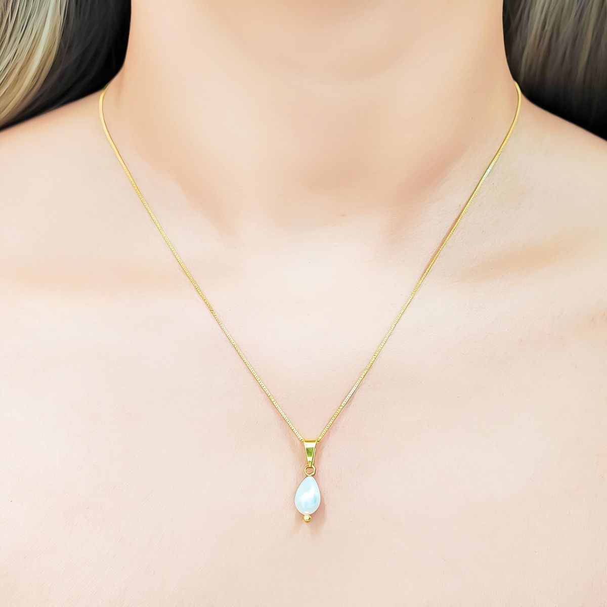 COGGIOLA - Collar Gota Perla Shellpearl Enchapado Oro 18K