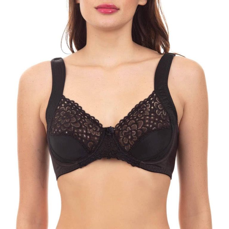 Sosten Microfibra Calce Ideal Encaje Mujer Negro 40B
