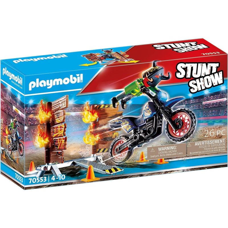 PLAYMOBIL - playmobil STUNTSHOW MOTO CON MURO DE FUEGO PM70553