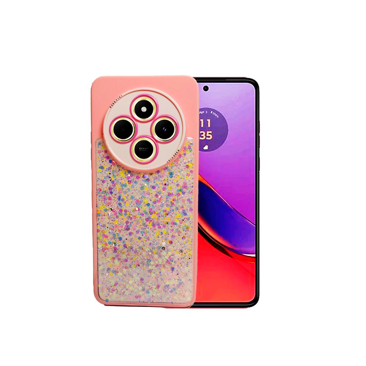 GENERICO - CARCASA PARA XIAOMI REDMI 14C GLITTER INCLUYE POP SOCKET COLOR ROSA