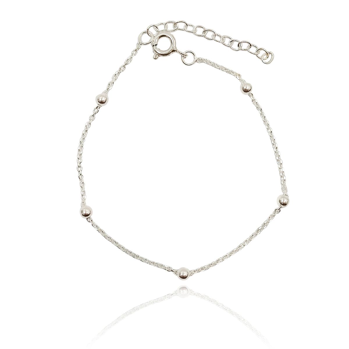COGGIOLA - Pulsera 6 Bolitas Cadena Eslabón Plata Fina 925