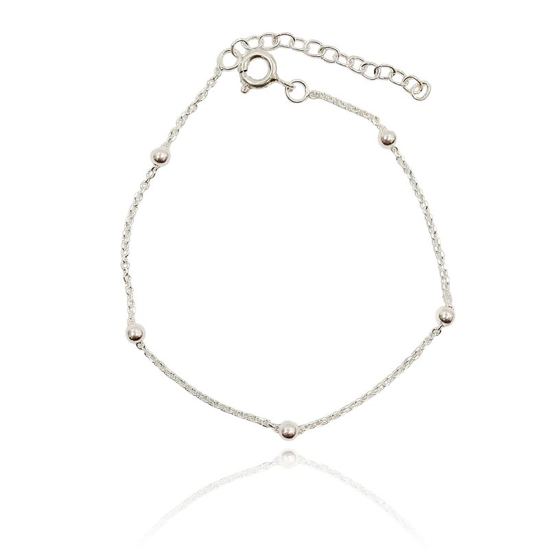 ANDREA COGGIOLA JOYAS - Pulsera 6 Bolitas Cadena Eslabón Plata Fina 925