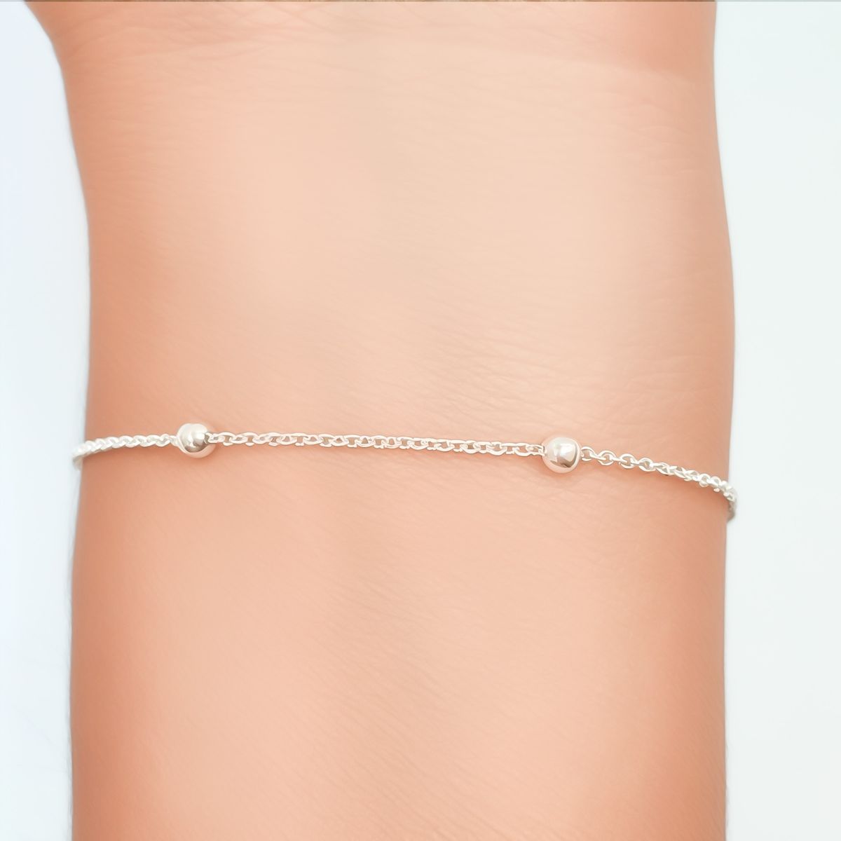 COGGIOLA - Pulsera 6 Bolitas Cadena Eslabón Plata Fina 925