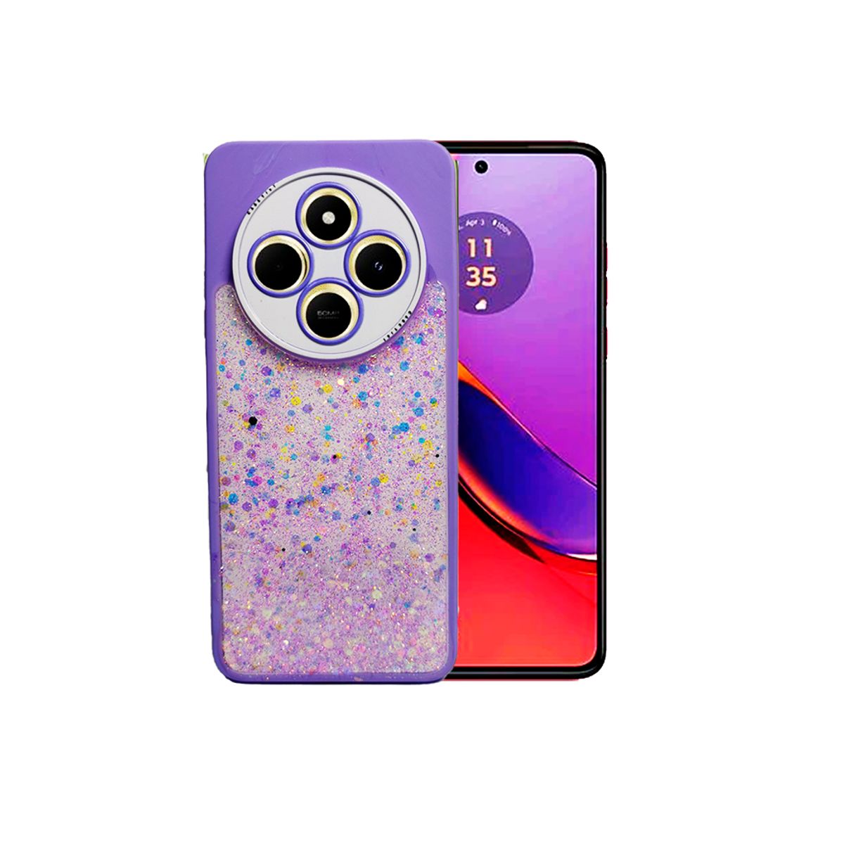 GENERICO - CARCASA PARA XIAOMI REDMI 14C GLITTER INCLUYE POP SOCKET COLOR LILA