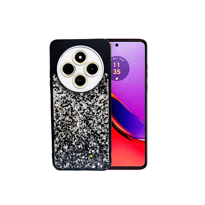 GENERICO - CARCASA PARA XIAOMI REDMI 14C GLITTER INCLUYE POP SOCKET COLOR NEGRO