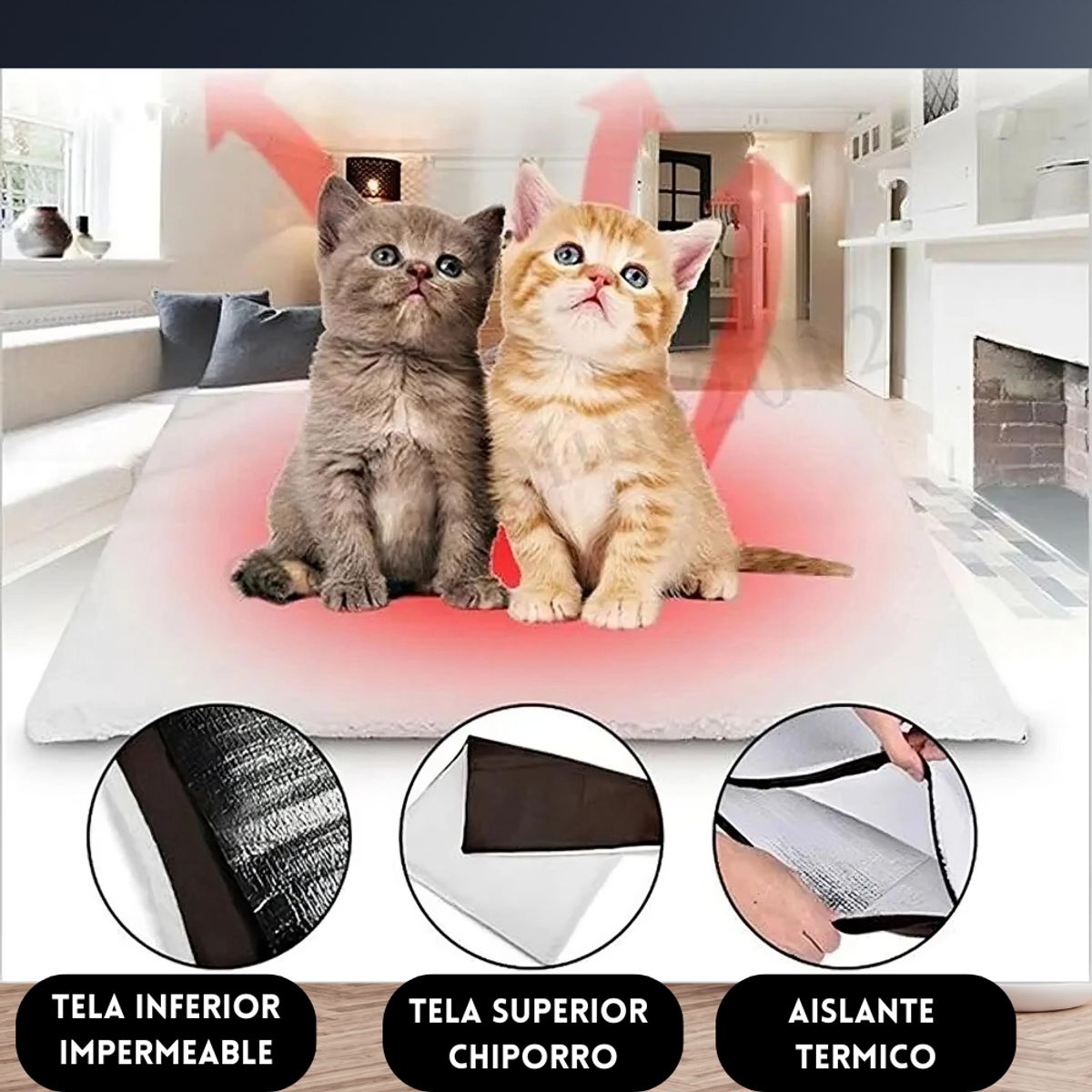 GENERICO - Cama Alfombra Polar Invierno Mascotas Perros Gatos 59x47