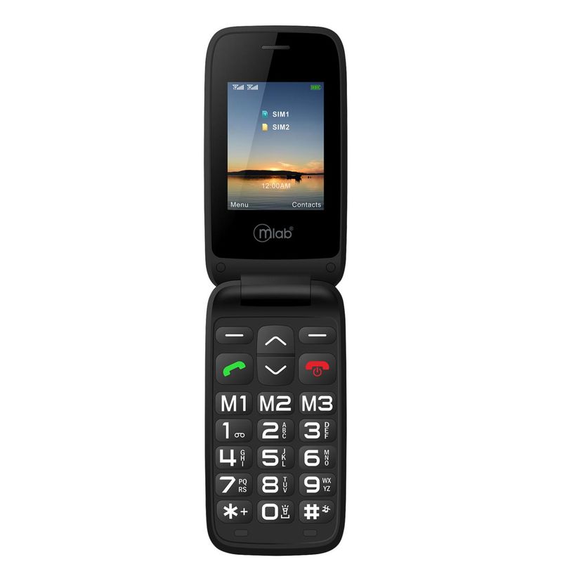 MLAB - Telefono Senior Tipo Almeja 4G Negro Shell Mlab