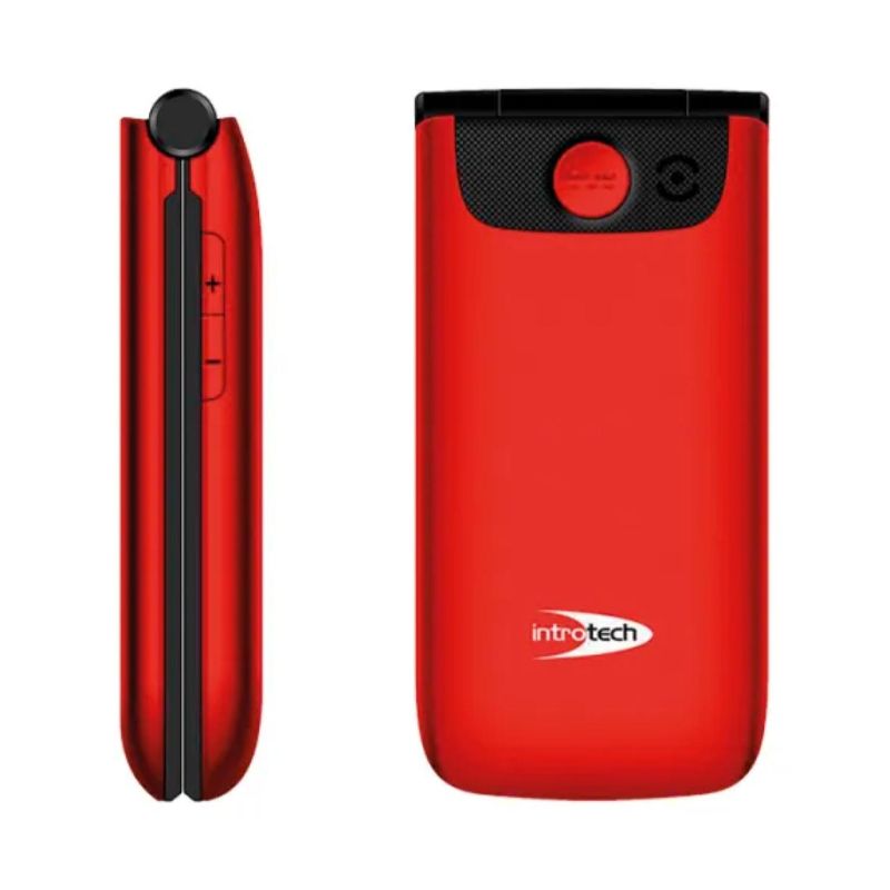 INTROTECH - Telefono Senior Tipo Almeja 4G Rojo Clamshell Introtech