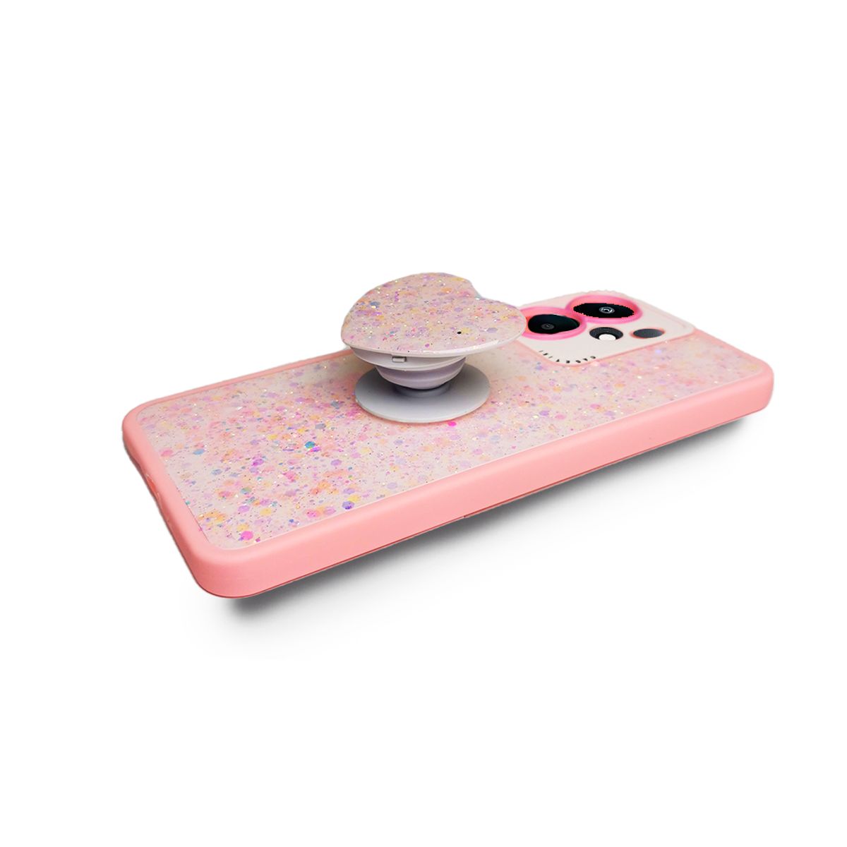 GENERICO - CARCASA PARA XIAOMI REDMI NOTE 14 GLITTER INCLUYE POP SOCKET ROSA