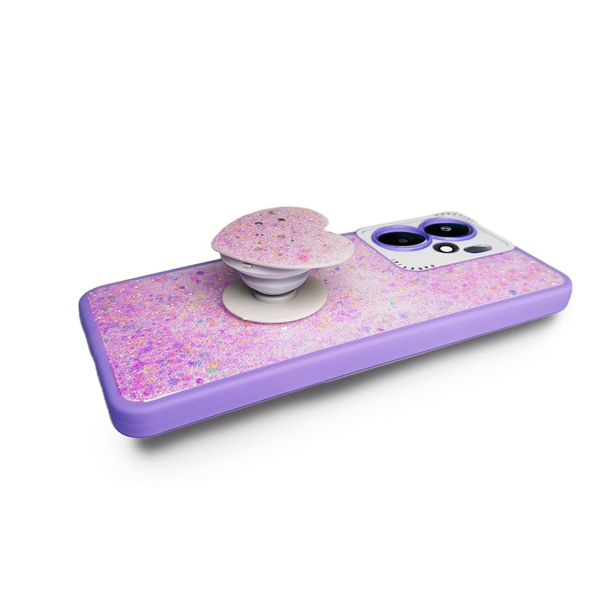 GENERICO - CARCASA PARA XIAOMI REDMI NOTE 14 GLITTER INCLUYE POP SOCKET LILA
