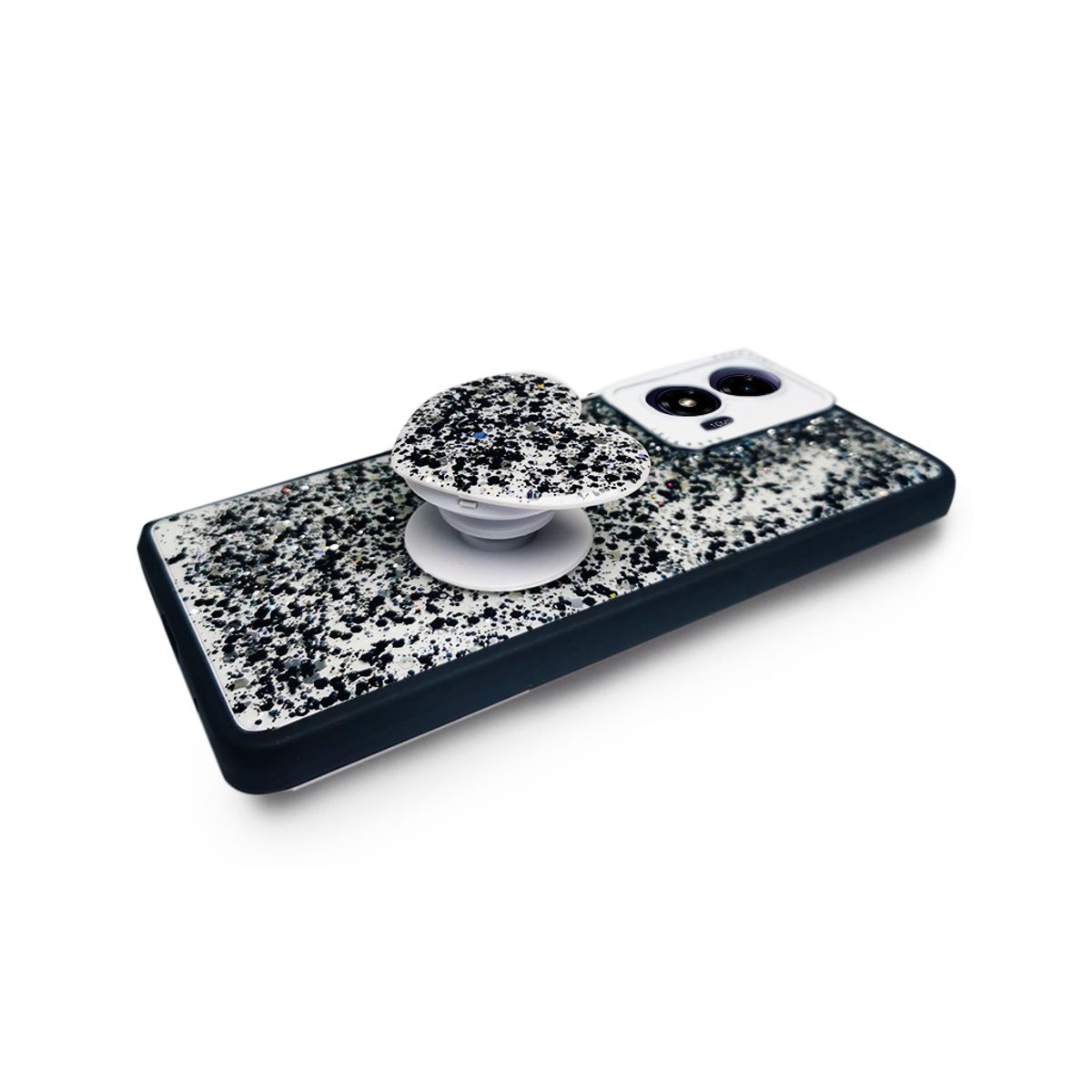 GENERICO - CARCASA PARA XIAOMI REDMI NOTE 14 GLITTER INCLUYE POP SOCKET NEGRO