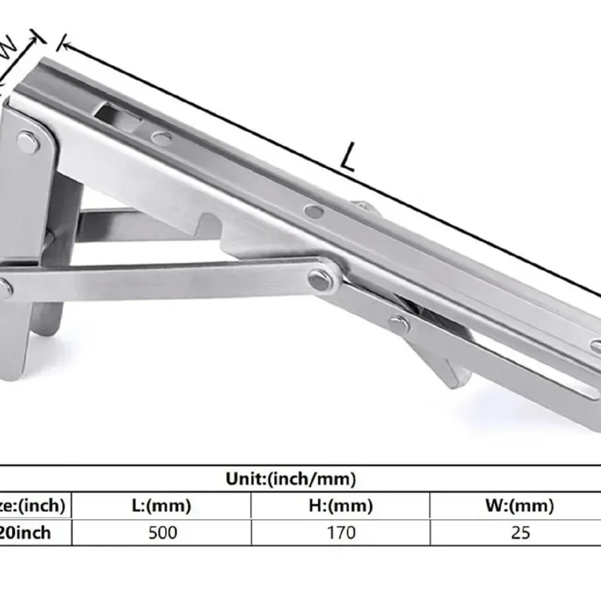 GENERICO - Bisagras Escuadra Soporte Estante Repisa Plegable 50cm 1par
