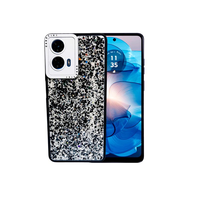 GENERICO - CARCASA PARA MOTOROLA G24 POWER GLITTER INCLUYE POP SOCKET NEGRO