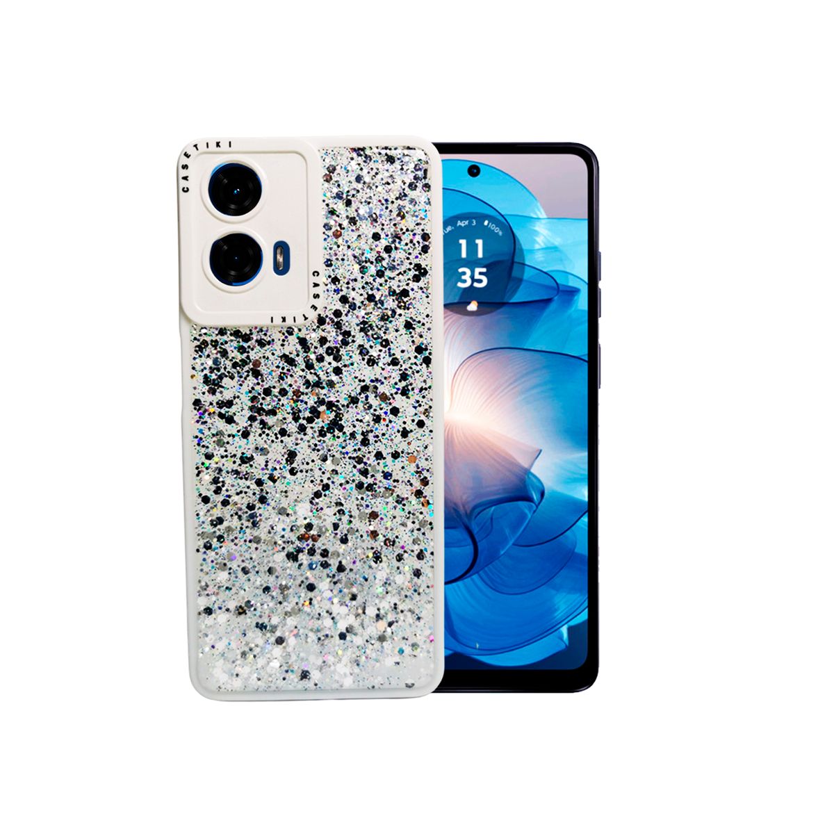 GENERICO - CARCASA PARA MOTOROLA G24 POWER GLITTER INCLUYE POP SOCKET BLANCO