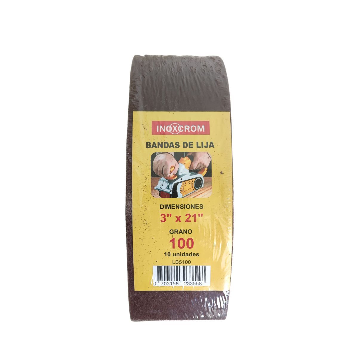 INOXCROM - Lija de Banda 3 X 21 Grano 100 10 BANDAS X SET