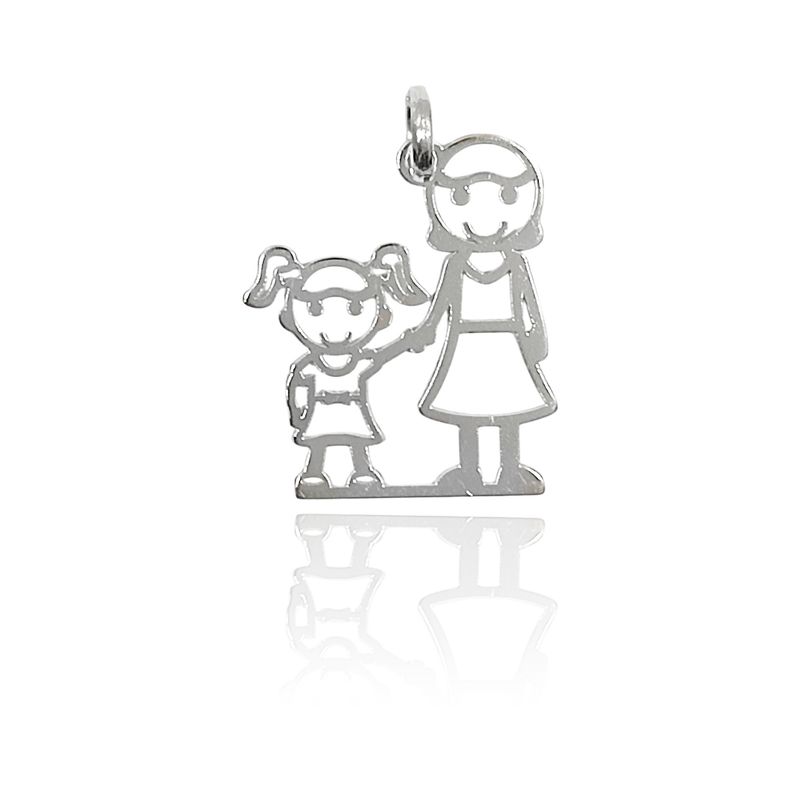ANDREA COGGIOLA JOYAS - Colgante Madre Niña Calado Plata Fina 925