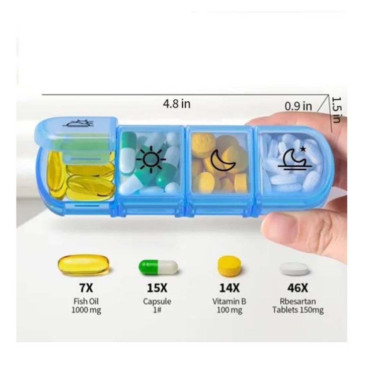 OFERTABKN - Pastillero Semanal Organizador Portátil 3 Tomas 7 Dias Multicolor