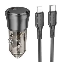 BORO - Cargador De Auto 20W Y Cable Compatible iPhone Borofone BZ24