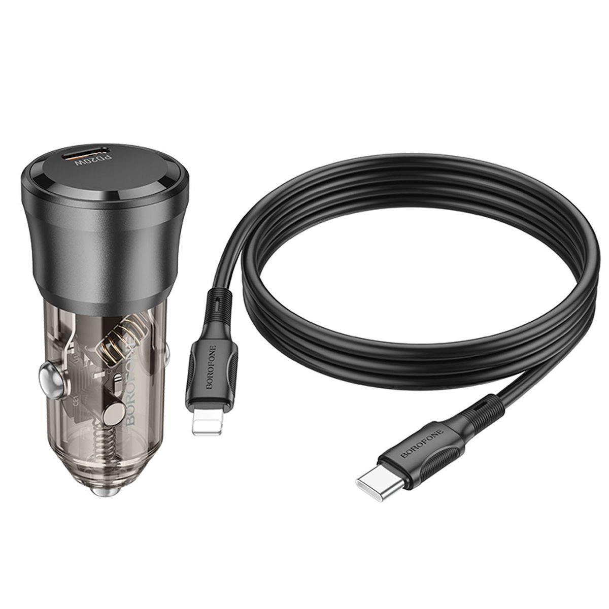 BORO - Cargador De Auto 20W Y Cable Compatible iPhone Borofone BZ24