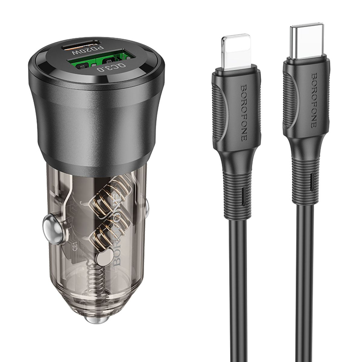 BORO - Cargador De Auto 38W Y Cable Compatible iPhone Borofone BZ25