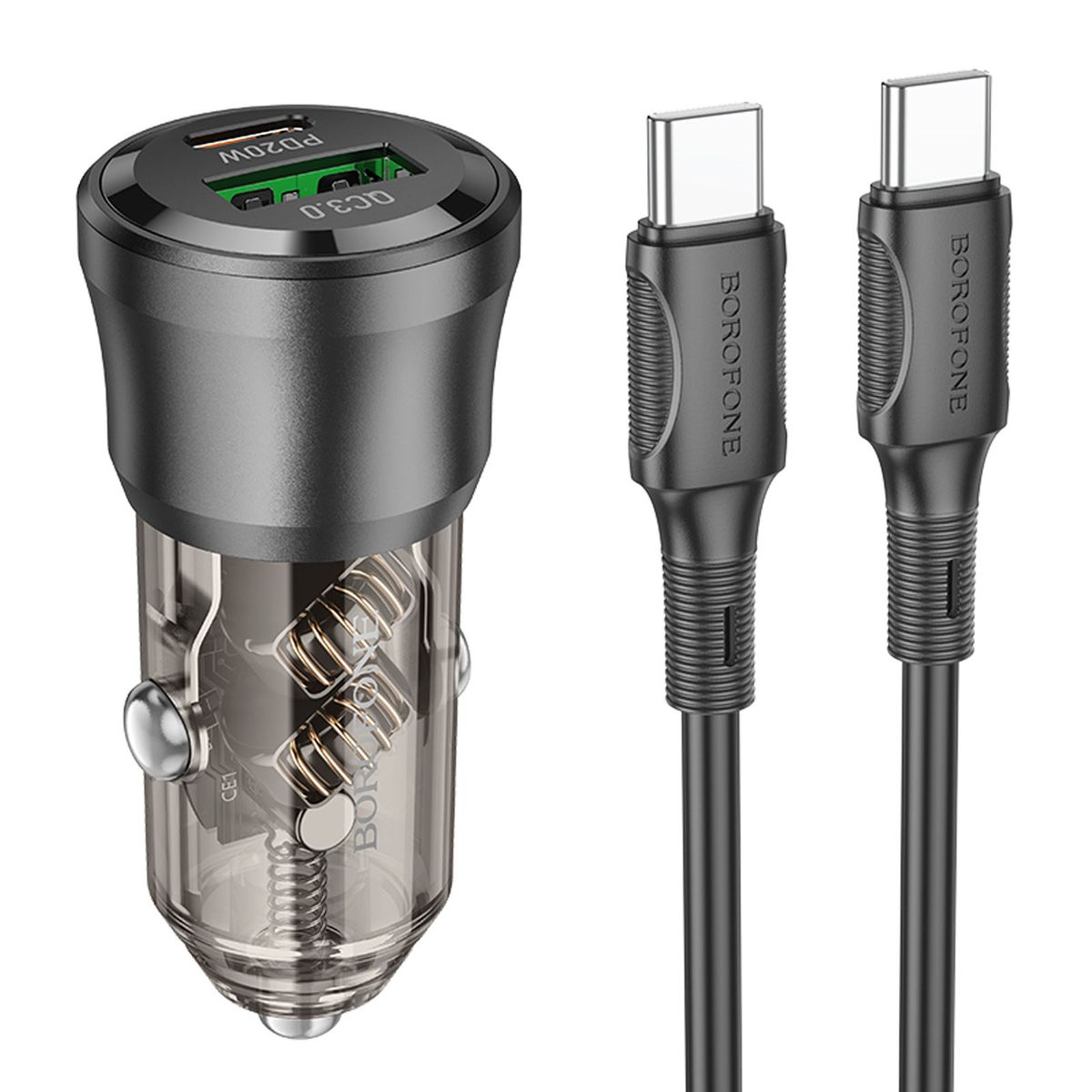 BORO - Cargador De Auto 38W Y Cable Compatible USB-C Borofone BZ25
