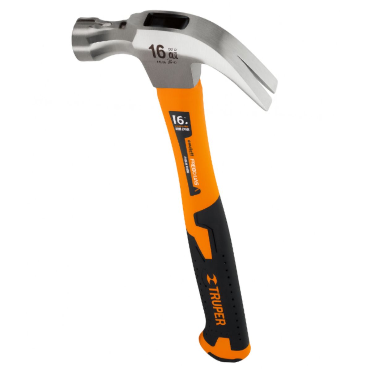 TRUPER - Martillo Forjado Uña Curva 16oz Mango Fibra De Vidrio Truper