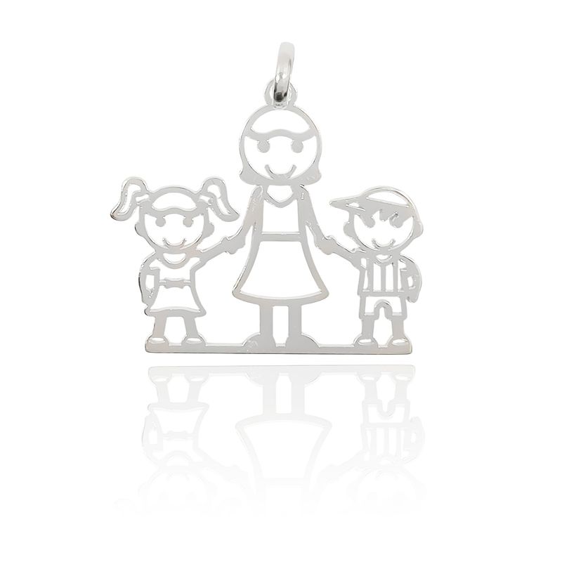 ANDREA COGGIOLA JOYAS - Colgante Madre Niña Niño Calado Plata Fina 925