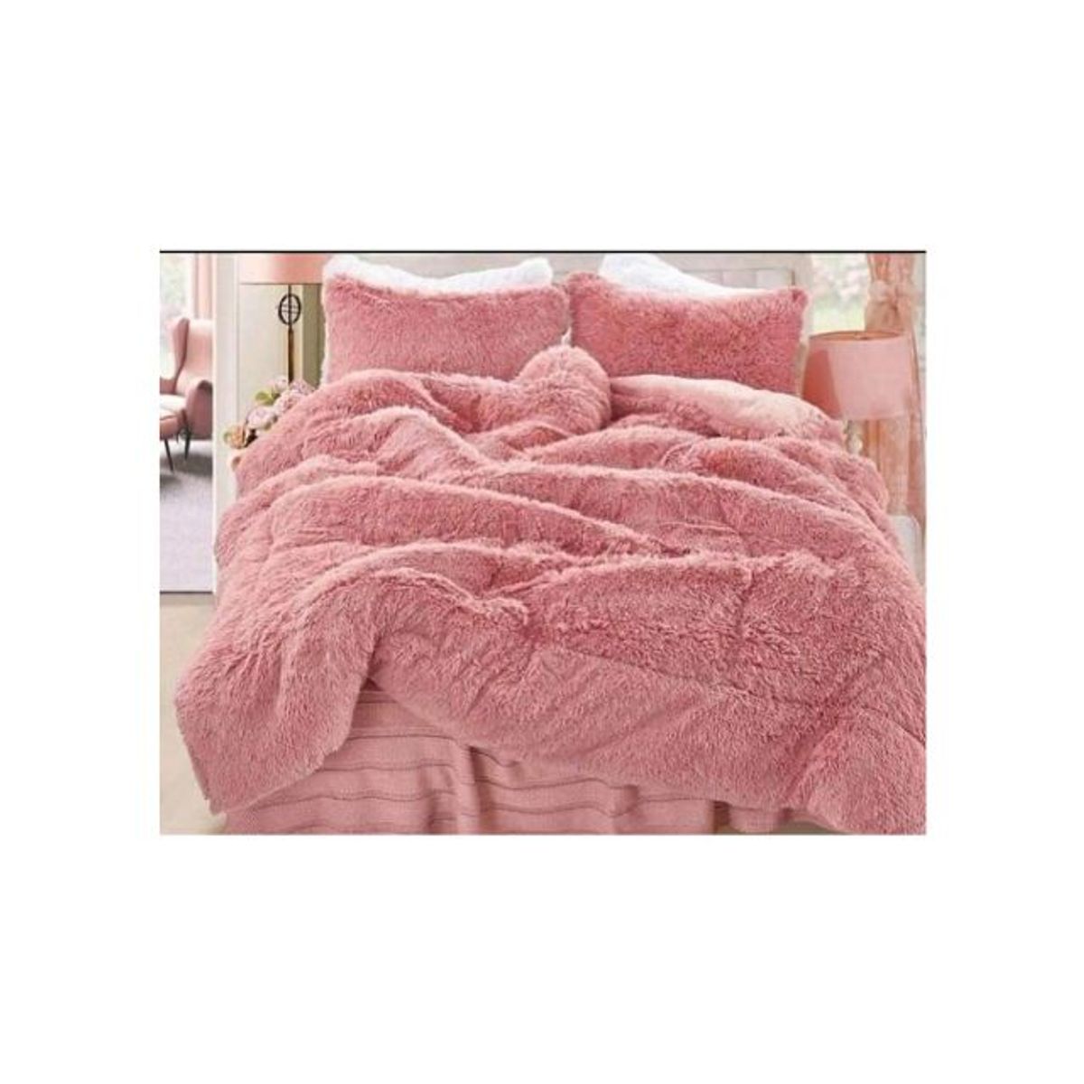 GENERICO - Cobertor Chiporro Peludo 1.5 Plaza Rosado