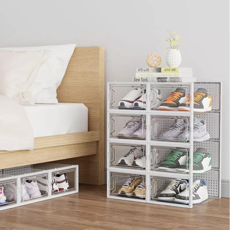 MOMO - Caja Organizadora De Zapatos Apilables Set 4 Unidades Color blanco