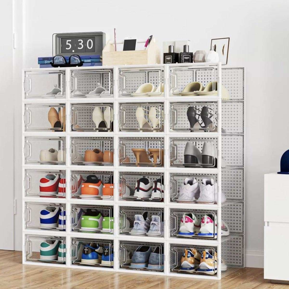 MOMO - Caja Organizadora De Zapatos Apilables Set 4 Unidades Color blanco