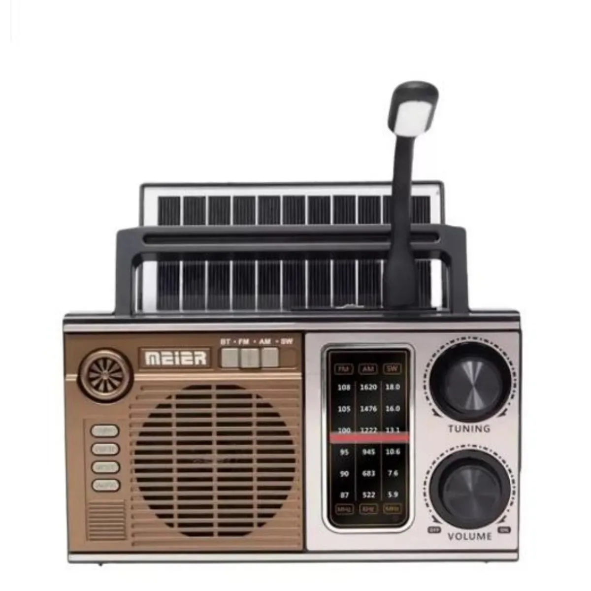MUNDO MAGIA - Radio Vintage Estilo Antiguo Panel Solar + Luz + Aux + Usb C