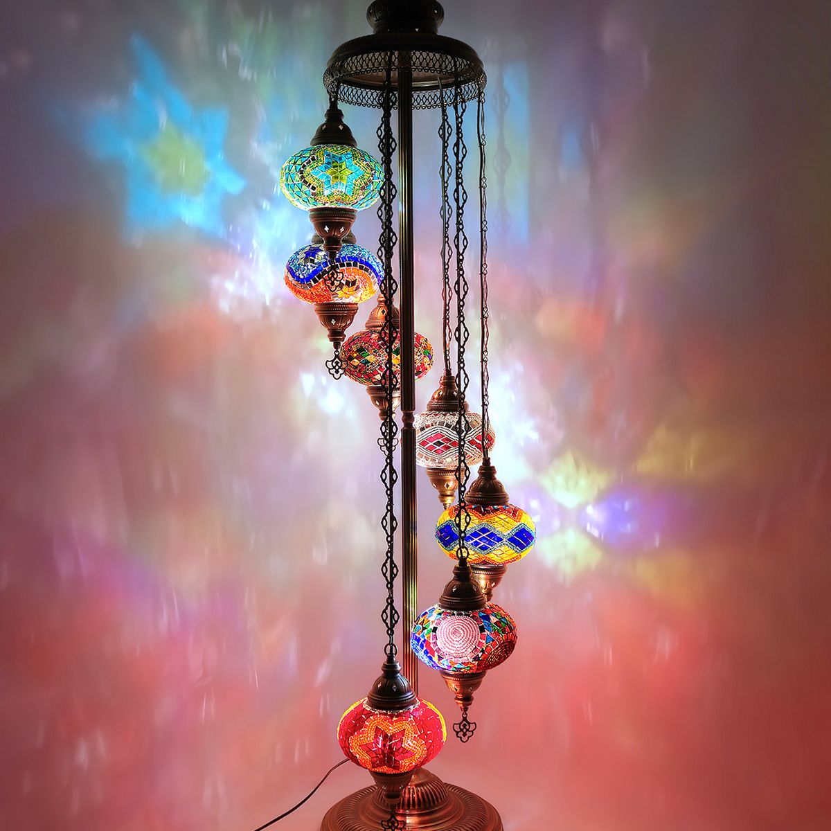 TURKUAZ - Lámpara de pie turca de 7 esferas M Mix