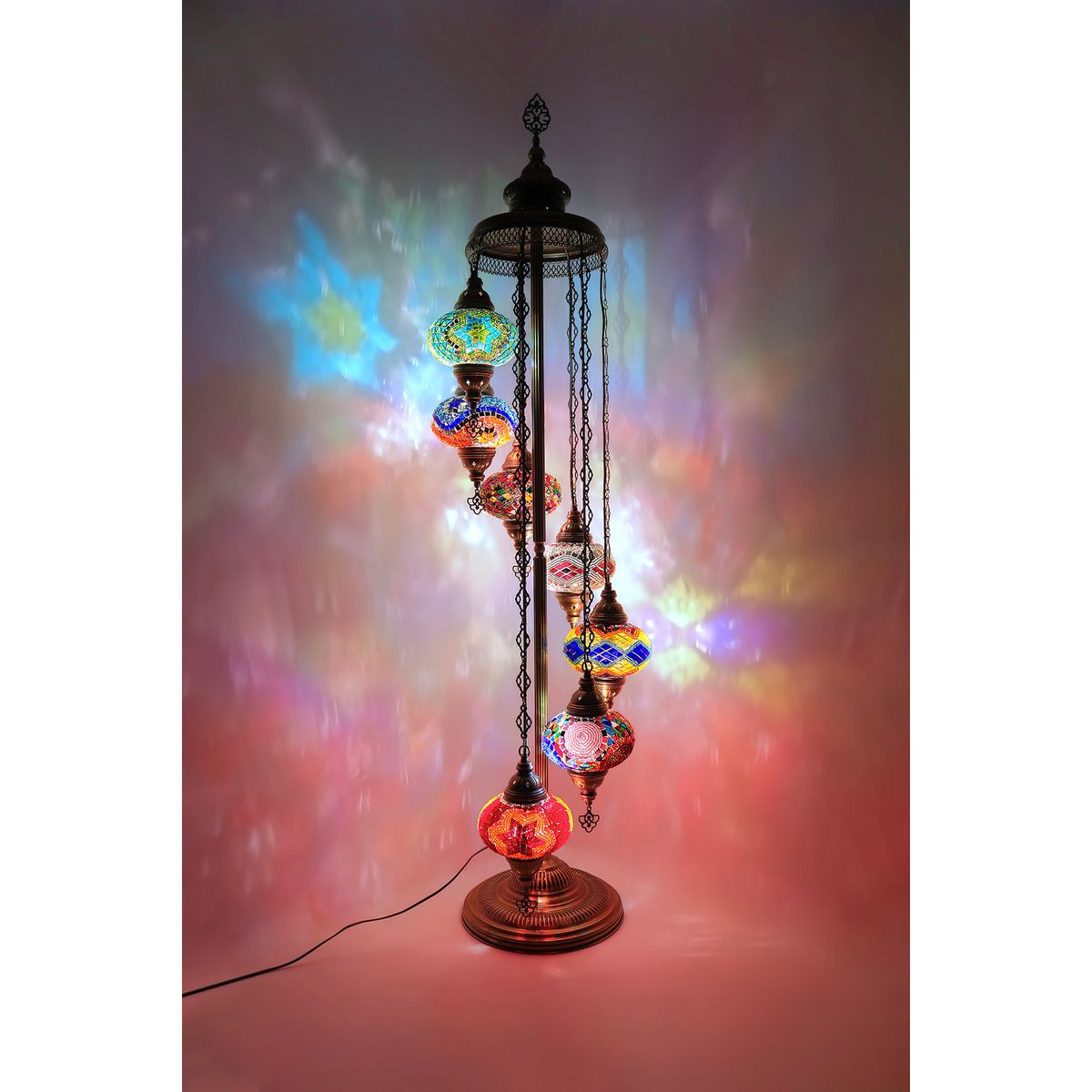 TURKUAZ - Lámpara de pie turca de 7 esferas M Mix