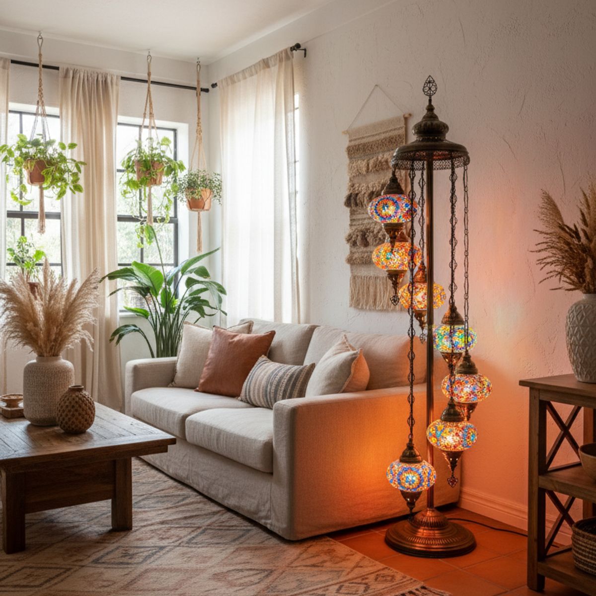 TURKUAZ - Lámpara de pie turca de 7 esferas M Mix