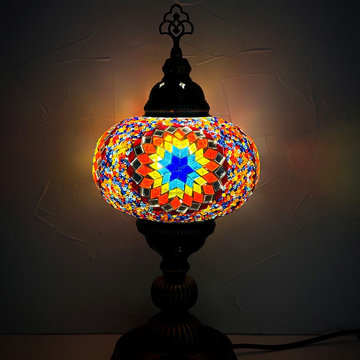 TURKUAZ - Lámpara turca de mesa L Hajima multicolor