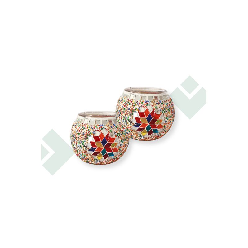 TURKUAZ - Par de portavelas simples multicolor