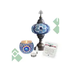 TURKUAZ - Pack Mavi: Lámpara de mesa M + Portavela + Ampolleta y velita de regalo