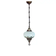 TURKUAZ - Lámpara turca colgante M craquelada blanca