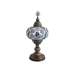 TURKUAZ - Lámpara turca de mesa L prisma azul