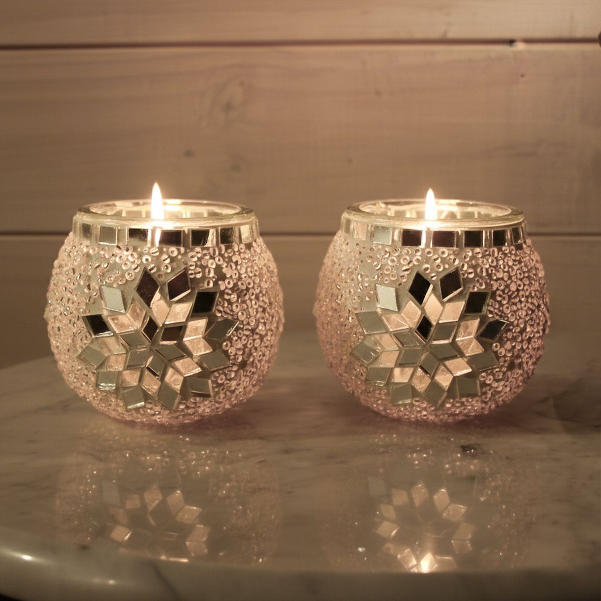 TURKUAZ - Par de portavelas simples Blancos