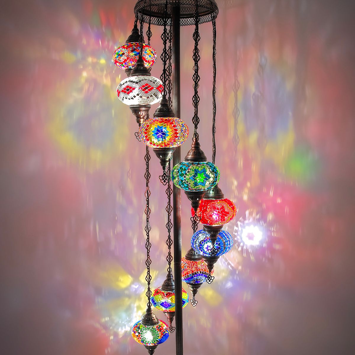 TURKUAZ - Lámpara turca de pie de 9 esferas M MIX