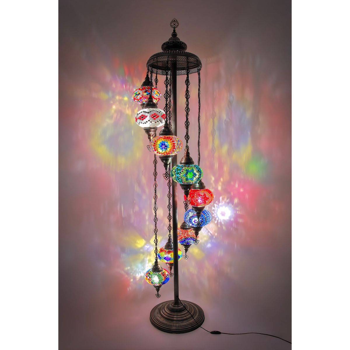 TURKUAZ - Lámpara turca de pie de 9 esferas M MIX