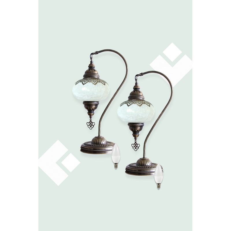 TURKUAZ - Set de Lámparas cisne de velador Izmir + Ampolletas