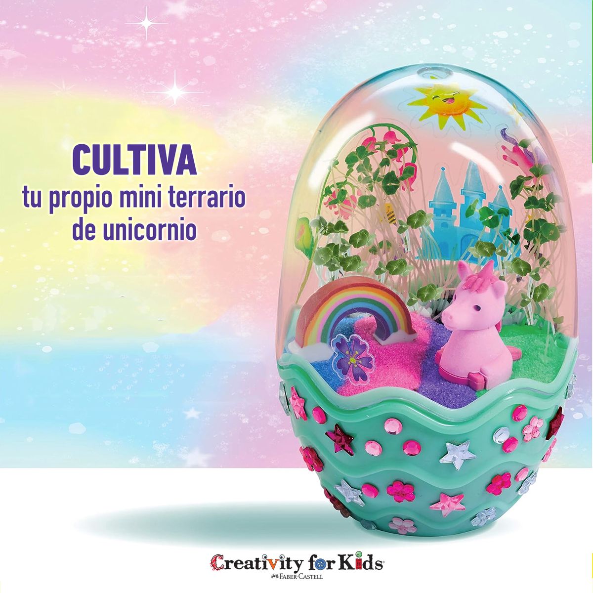 FABER-CASTELL - Creativity for Kids: Mini Garden - Unicornio Kit Terrario