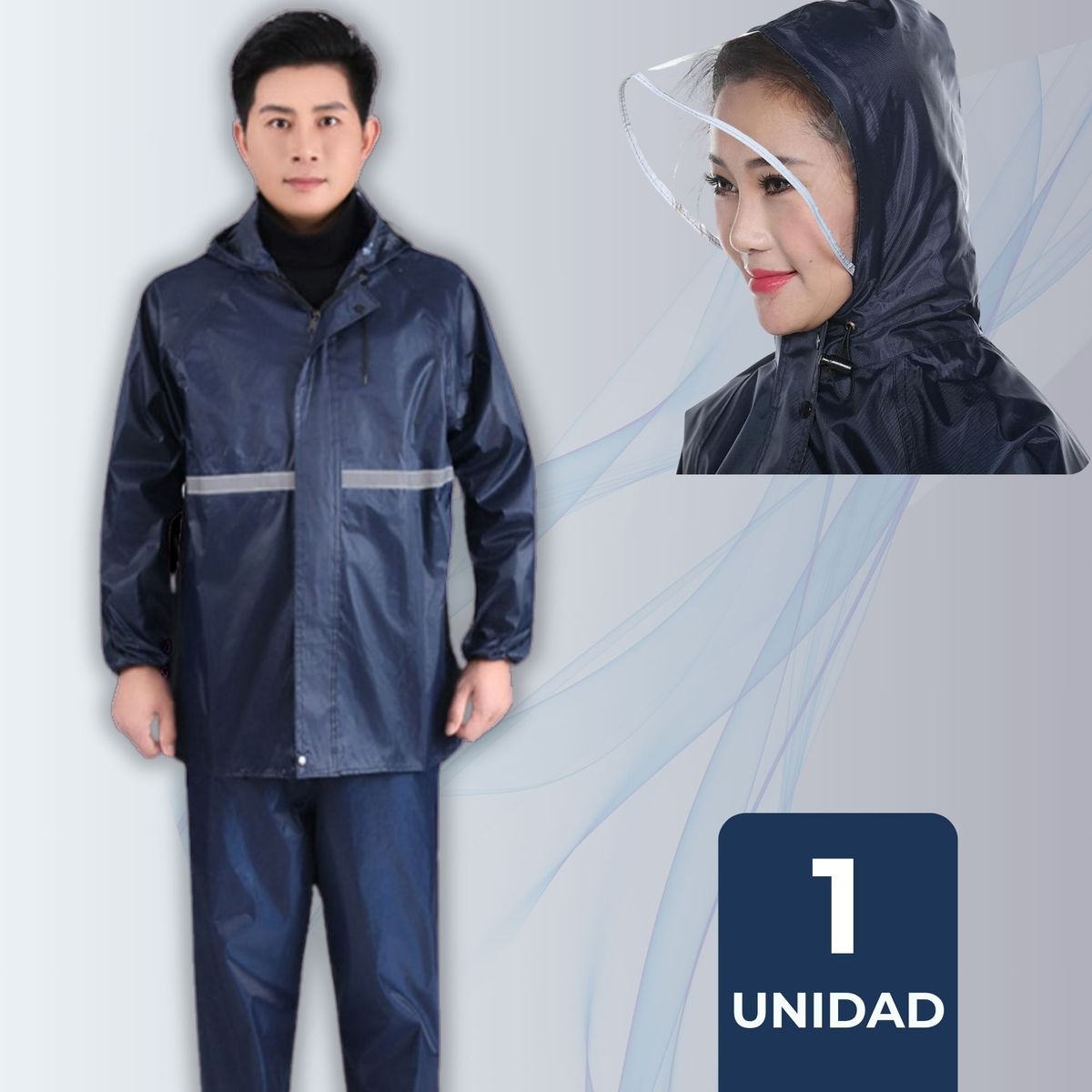 LINE - Poncho Impermeable Adulto Unisex Negro