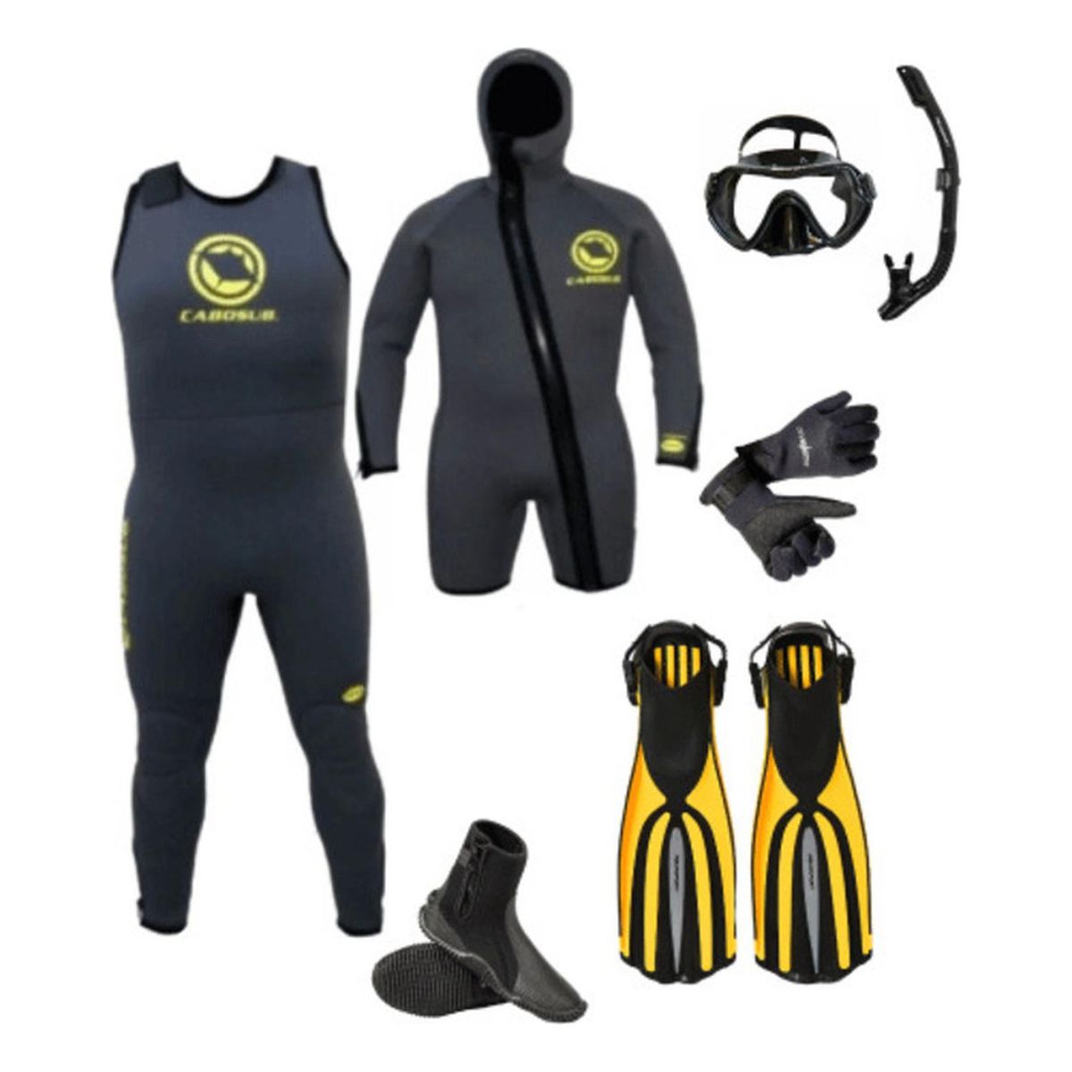 CABOSUB - Pack Buceo Pro 1 - 7MM - Talla L - Negro - XXXL
